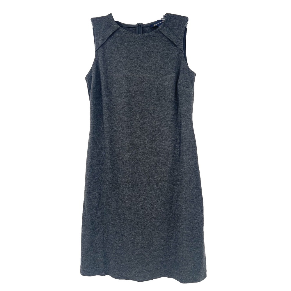 BROOKS BROTHERS Women's 4 Charcoal Gray Sleeveless Back-Zip Shift Dress Stretch